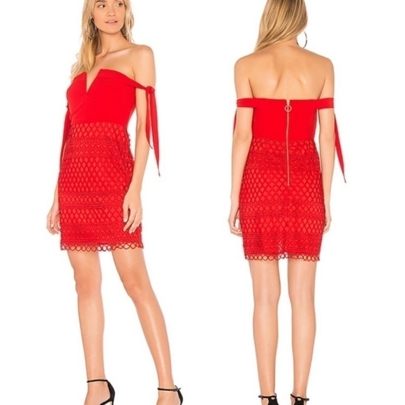 Stylestalker Dresses & Skirts - Stylestalker Red Off Shoulder Dress